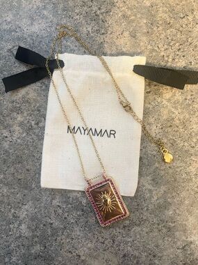 Sacred Heart Pendant Necklace with Pink Accent stones